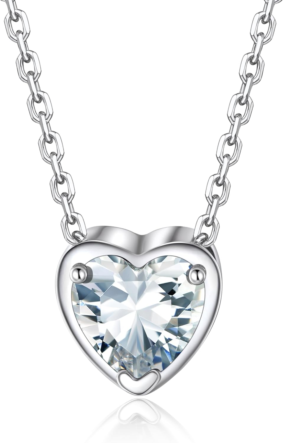 Silvora Birthstone Necklace for Women, Sterling Silver Heart/Round Pendant Necklaces