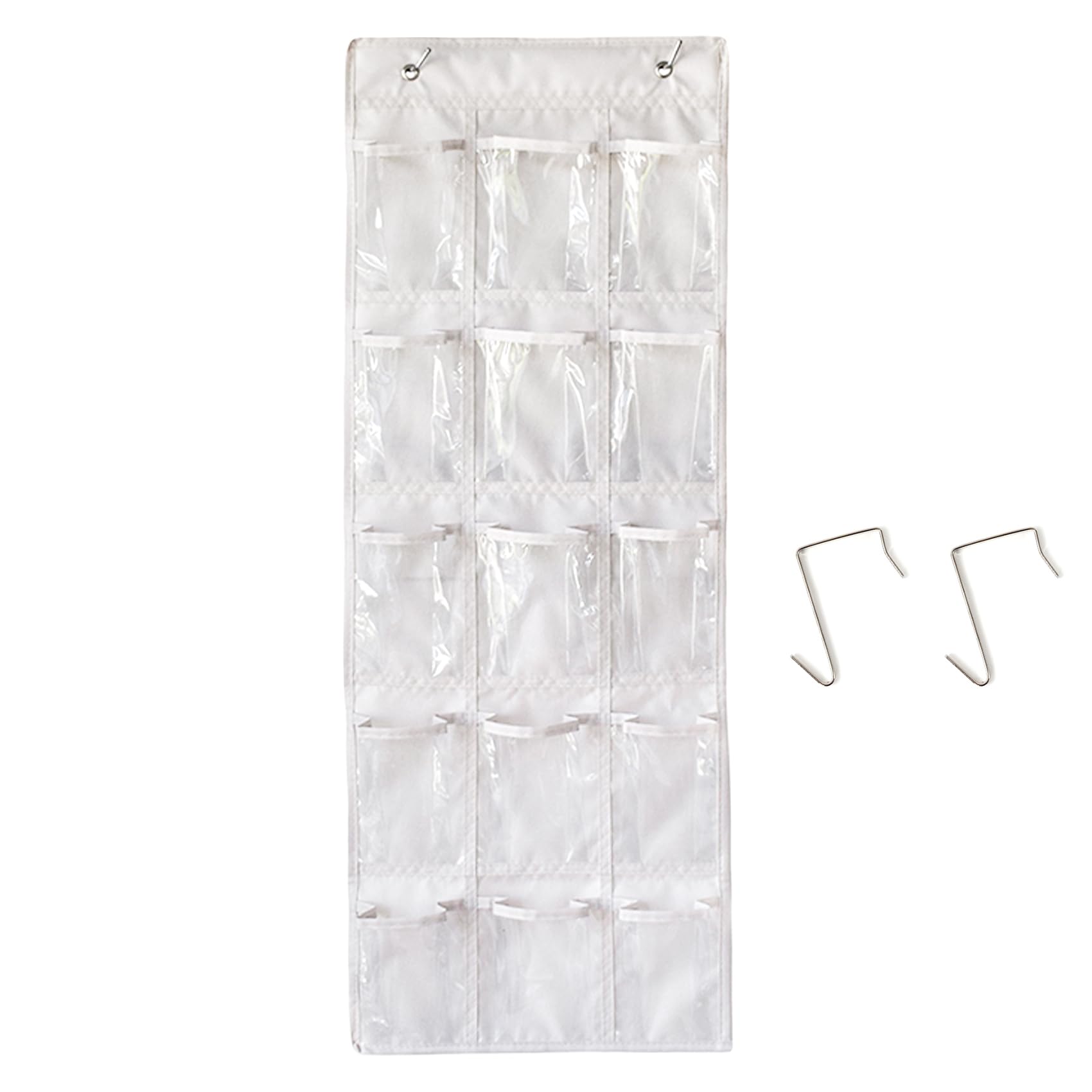 SAVORLIVING Classroom Pocket Chart Organizer, Phones Calculator Holder with Hooks, Hanging Wall Door Calculators Phone Caddy, Durable Oxford Fabric Storage Bag, White (15-pocket)