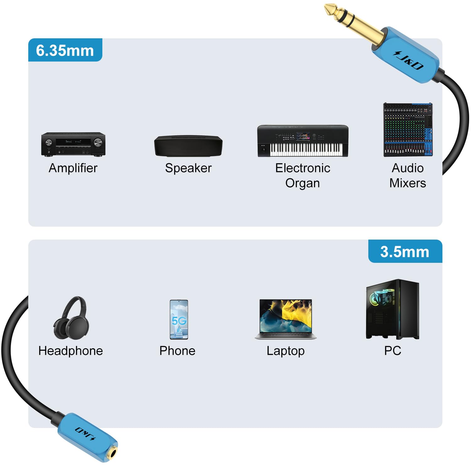 J&D 1/4 inch to 3.5 mm Headphone Adapter - Image 3