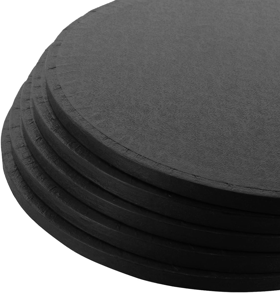 LARRYROO Pack of 5 Round Cake Drums 13mm Thick Boards Colourful Foil Covered (Black, 10 Inches)