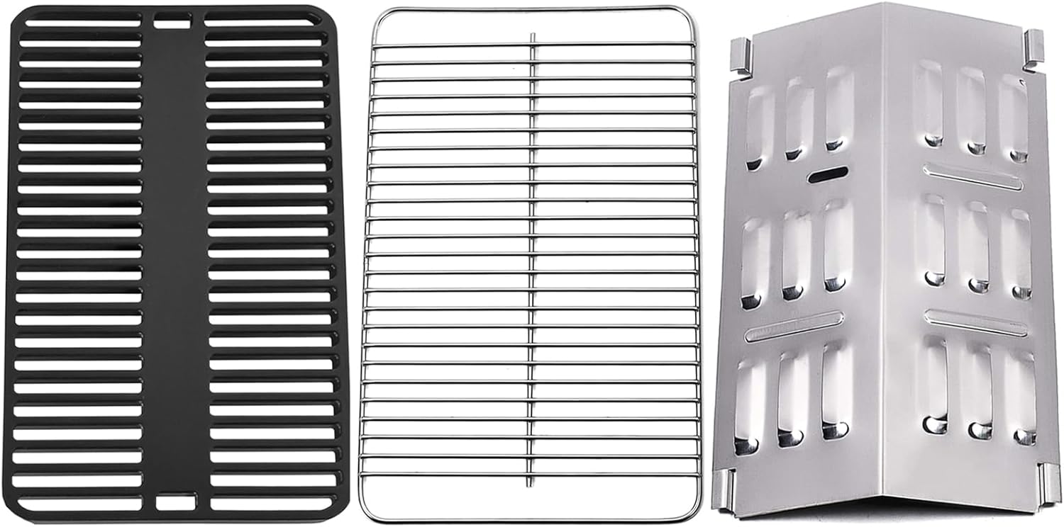 80631 Cooking Grates and 9201 Stainless Steel Flavorizer Bar, Cooking Grate for Weber Gas and Charcoal Go-Anywhere Grill, Flavorizer Bar for Weber Gas Go-Anywhere Grill