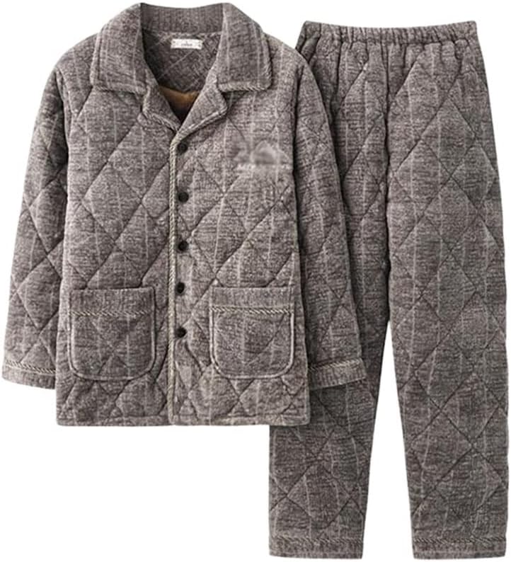 Home Service Men's Velvet Three-layer Thick Quilted Pajamas Winter And Middle-aged Youth Flannel Size