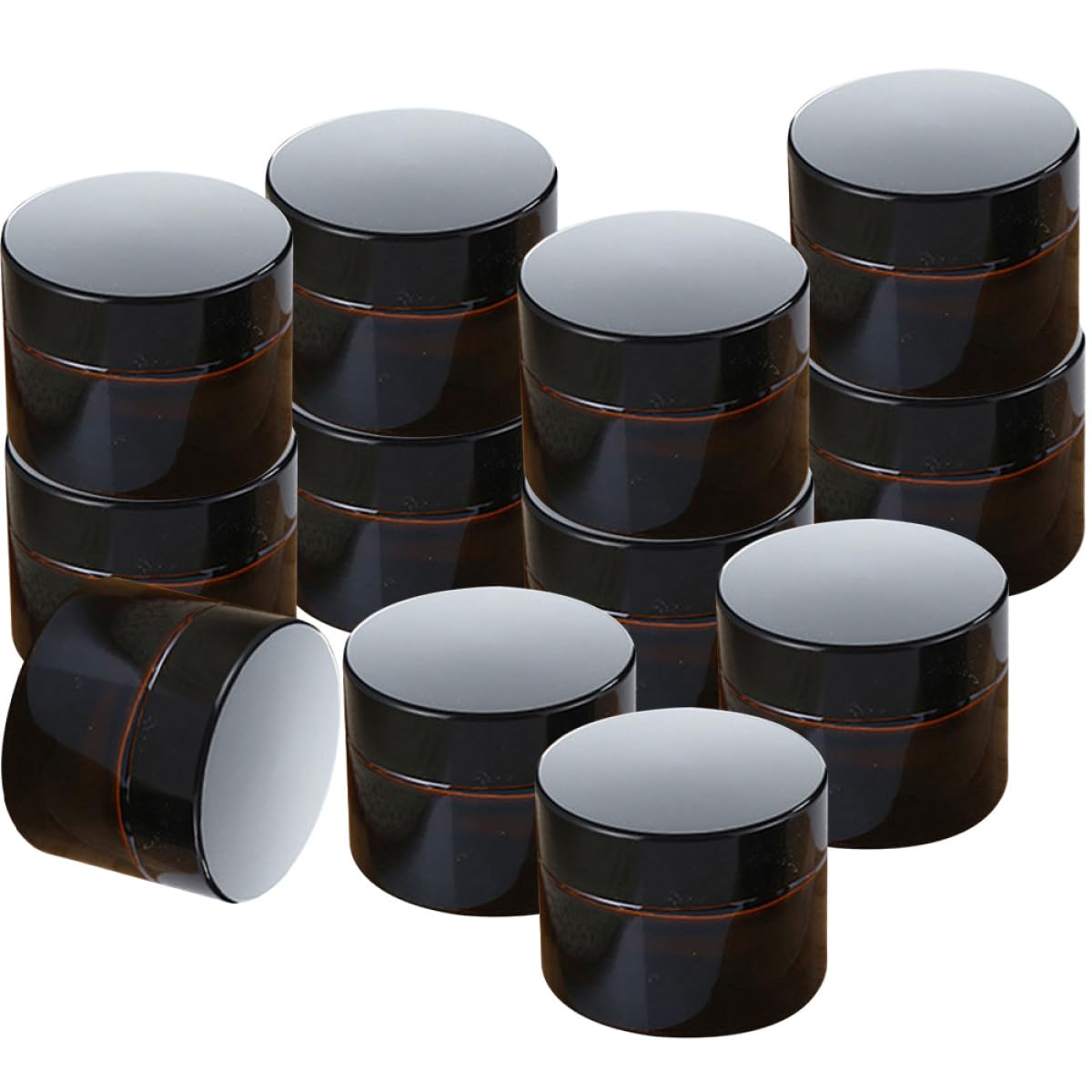 20 Stück Wiederverwendbare Kleine Glastiegel zum Befüllen mit 10g Fassungsvermögen Leichte Kaffeefarbene Cremedosen für Kosmetik für Zuhause und Camping