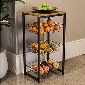 Fruteira de Chão Cozinha Com Suporte Bebedouro D Agua 20 L Microondas Preto Fosco Aço Antiferrugem