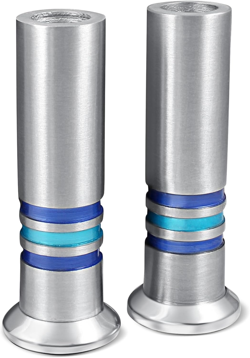 Zion Judaica Modern Candlestick Holders Blue Accents Gift Boxed 5" Elegant Shabbat Candleholders Fits 5/8" and 7/8" Shabbos Candles Bat Mitzvah Judaica Gift for Wedding Valentine's Day Set of 2