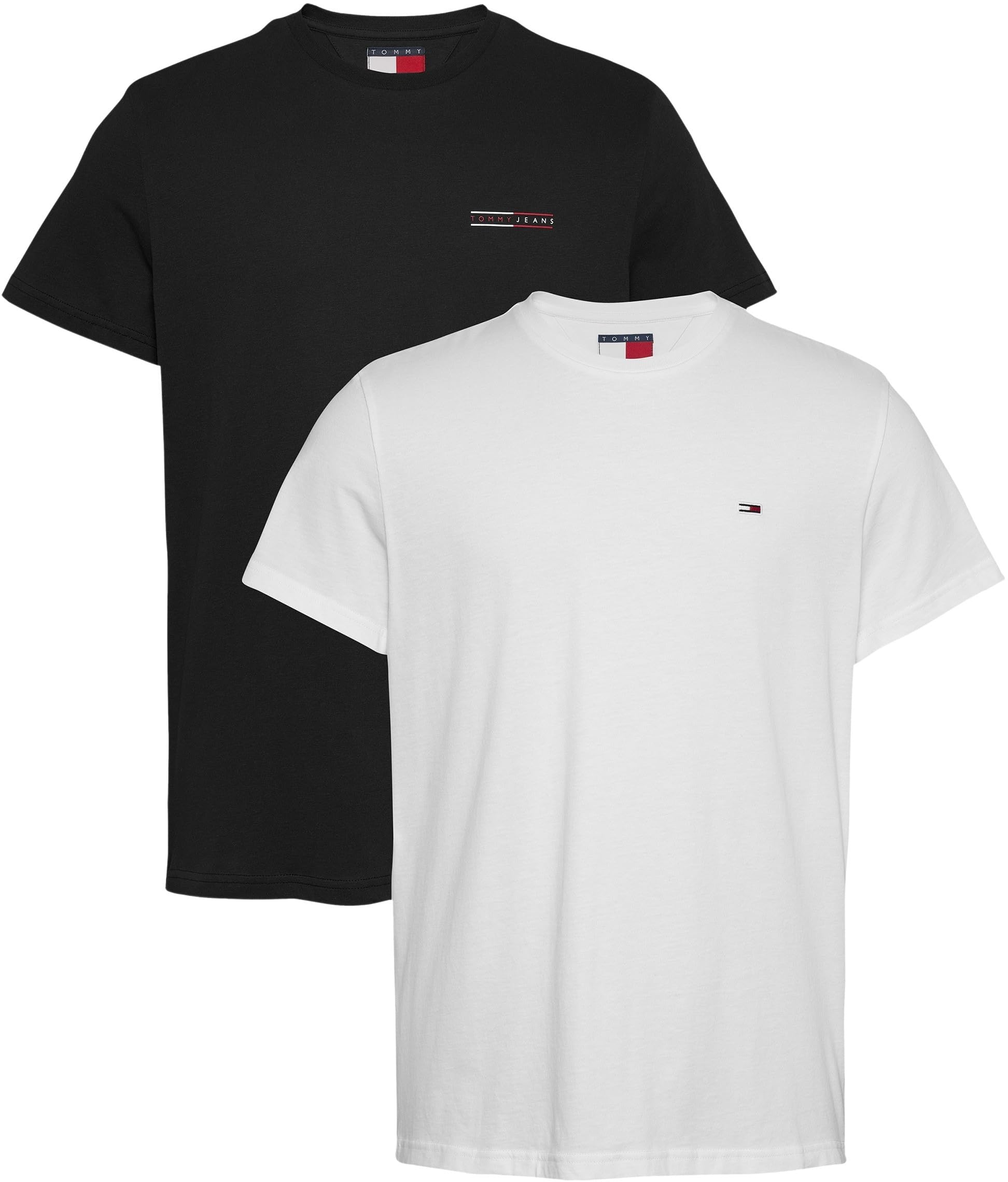Tommy Jeans Men's Multi (Ecru / Black) Tjm Slim 2Pack Mix Tee Ext S/S T-Shirt Multi (Ecru/Black), 3XL