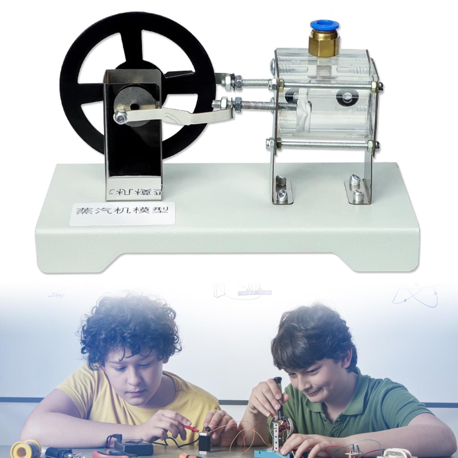 Modelo de máquina de vapor, equipo de laboratorio científico, equipo de laboratorio físico, ingeniero, amante de la historia