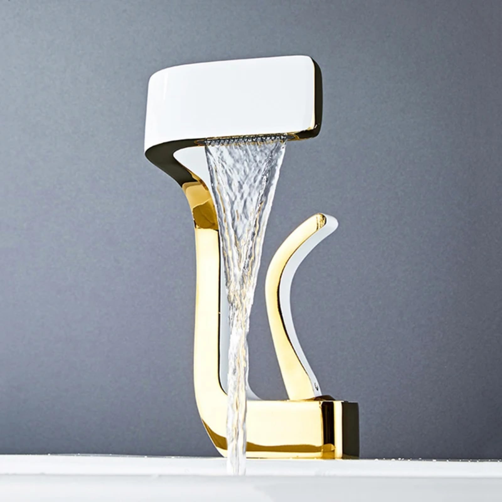 Rubinetti per Il Bagno Rubinetto per lavabo in Ottone Bianco e Oro Miscelatore per Acqua Calda e Fredda Rubinetti per lavabo Rubinetto per lavabo da Montare sul Piano