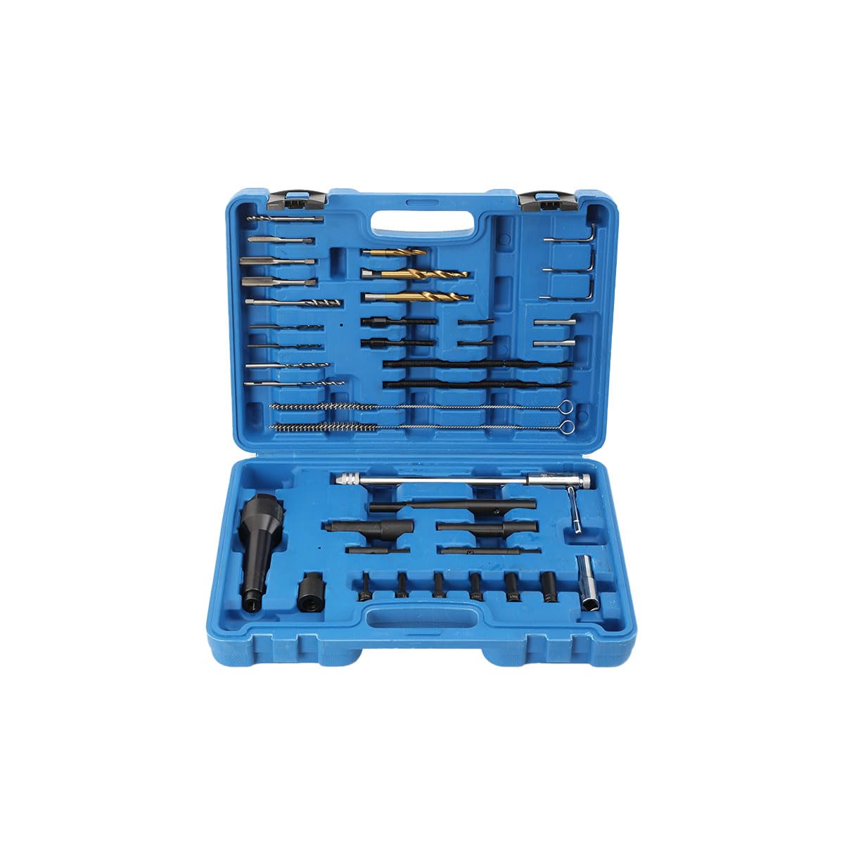 Juego de extracción de calentadores y reparación de roscas, 41 piezas, herramienta de extracción M8 M10, kit de reparación de roscas para bujías de precalentamiento con estuche
