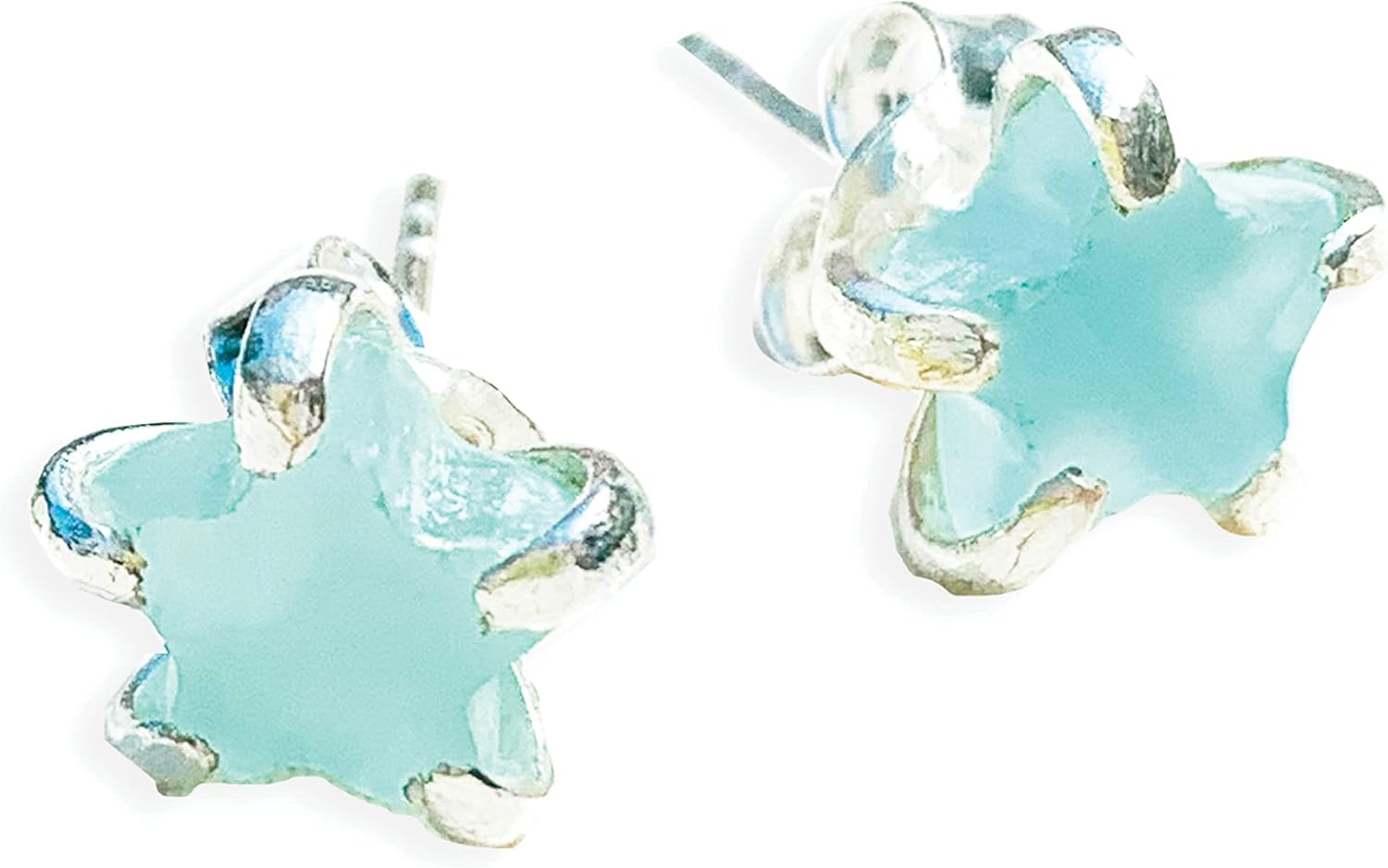 Natural Gemstone Star Stud Earrings for Women and Men – Lapis, Onyx, Moonstone, Labradorite, Black Tourmaline – Handmade Minimal 925 Sterling Silver Crystal Jewelry Gift