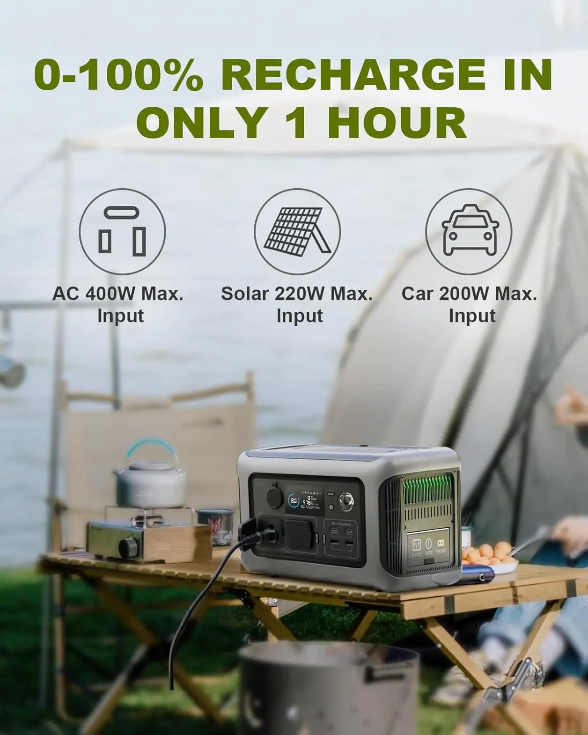 Generador Solar Portatil Humpti R600 1200W para Casa y Acampada en Situaciones de Emergencia, Generador Eléctrico Portátil, Kit Emergencia Profesional