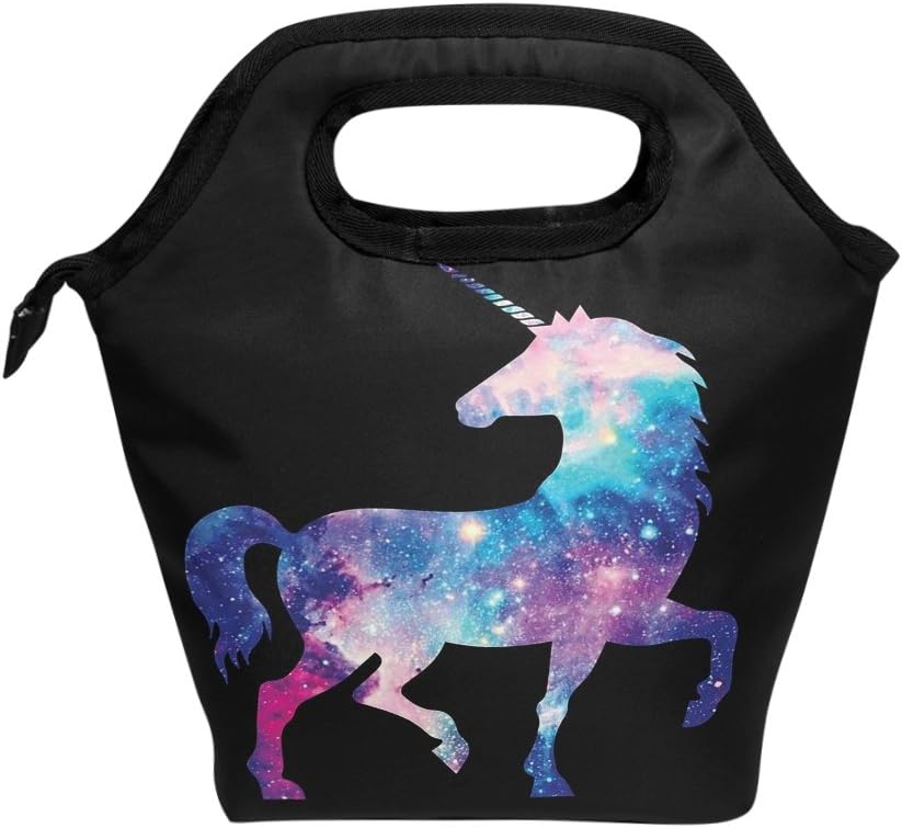 ShineSnow Magic Unicorn Galaxy Star Insulated Lunch Bag Tote Handbag, Cartoon Animal Horse lunchbox Food Container Gourmet Tote Cooler warm Pouch For School work Office
