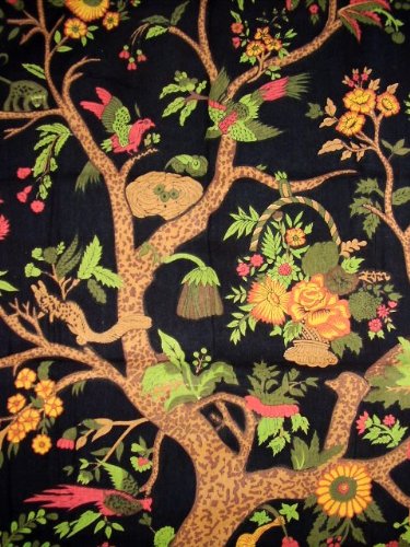 India Arts Tree of Life Tapestry-Wall Hanging-Bedspread-Black/Cream