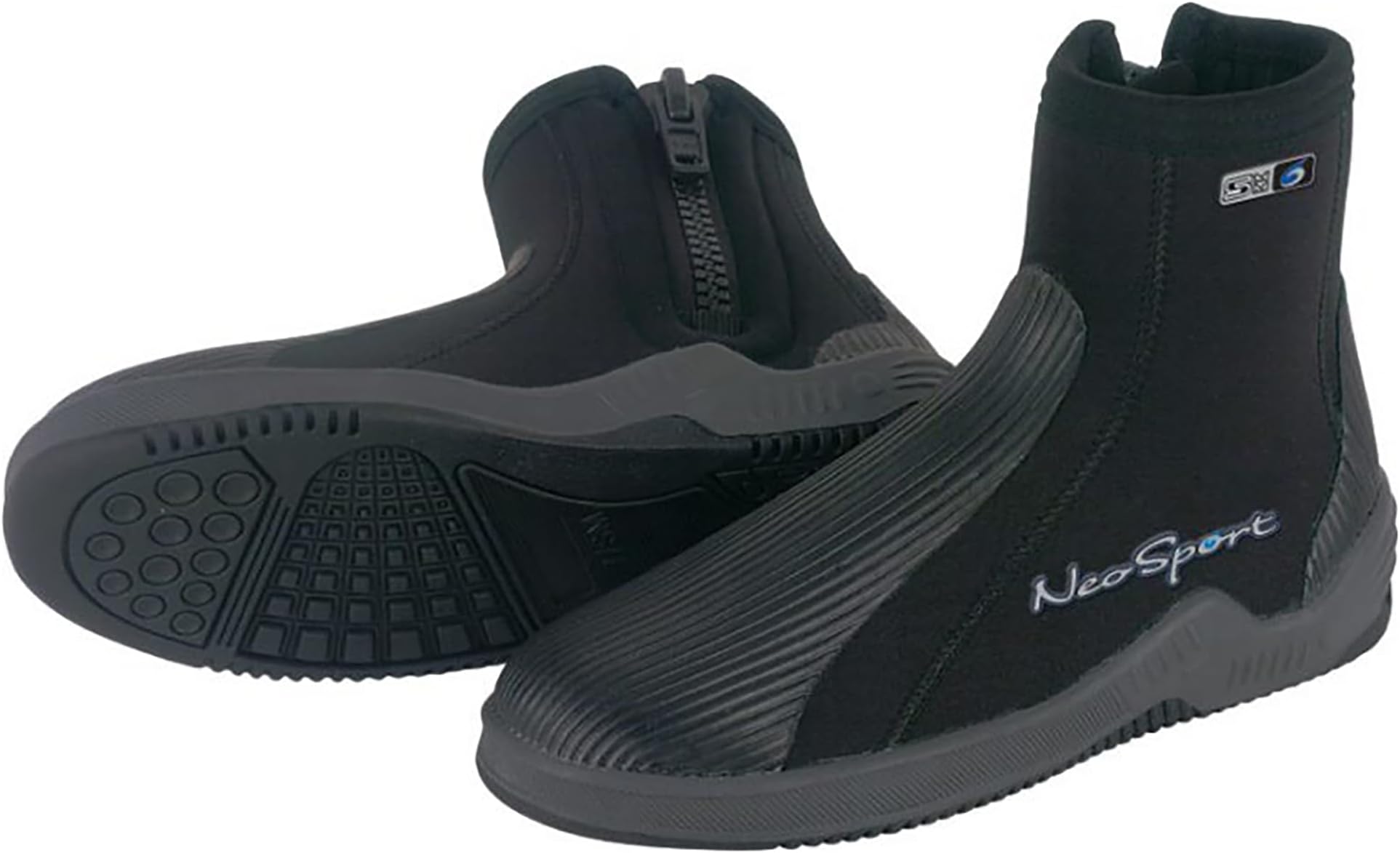 NeoSport 5mm Hard Sole Dive Boots – Premium Neoprene Scuba Boots with Molded Hard Sole, Water Entry Barrier, Heavy-Duty Zipper & Puncture-Resistant Sole