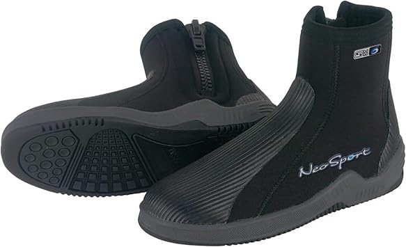 NeoSport 5mm Hard Sole Dive Boots Premium Neoprene Scuba Boots with Molded Hard Sole, Water Entry Barrier, Heavy-Duty Zipper & Puncture-Resistant Sole