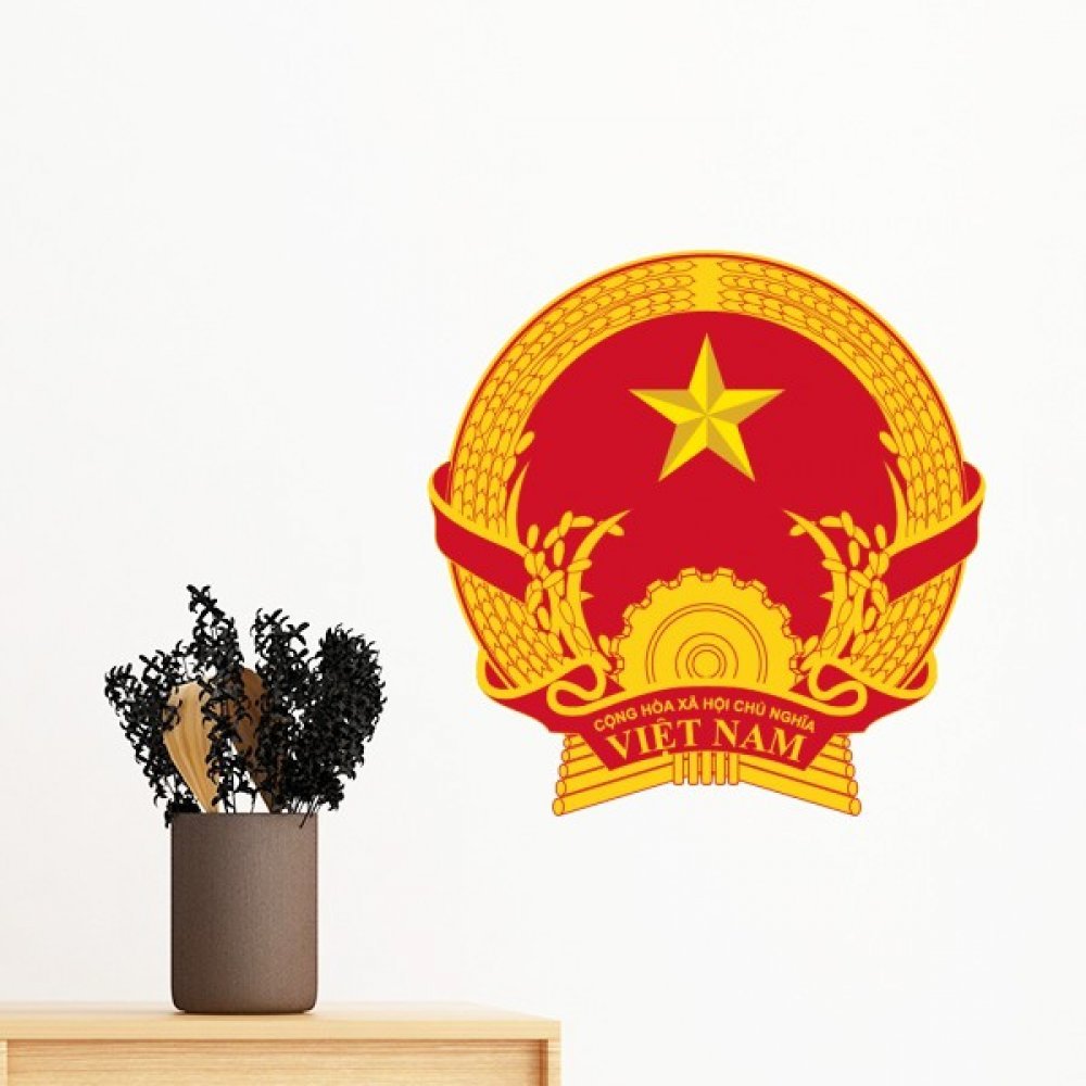 Wall Sticker Vietnam Asie Emblème National Amovible pour Décoration Murale de Chambre 50Cm
