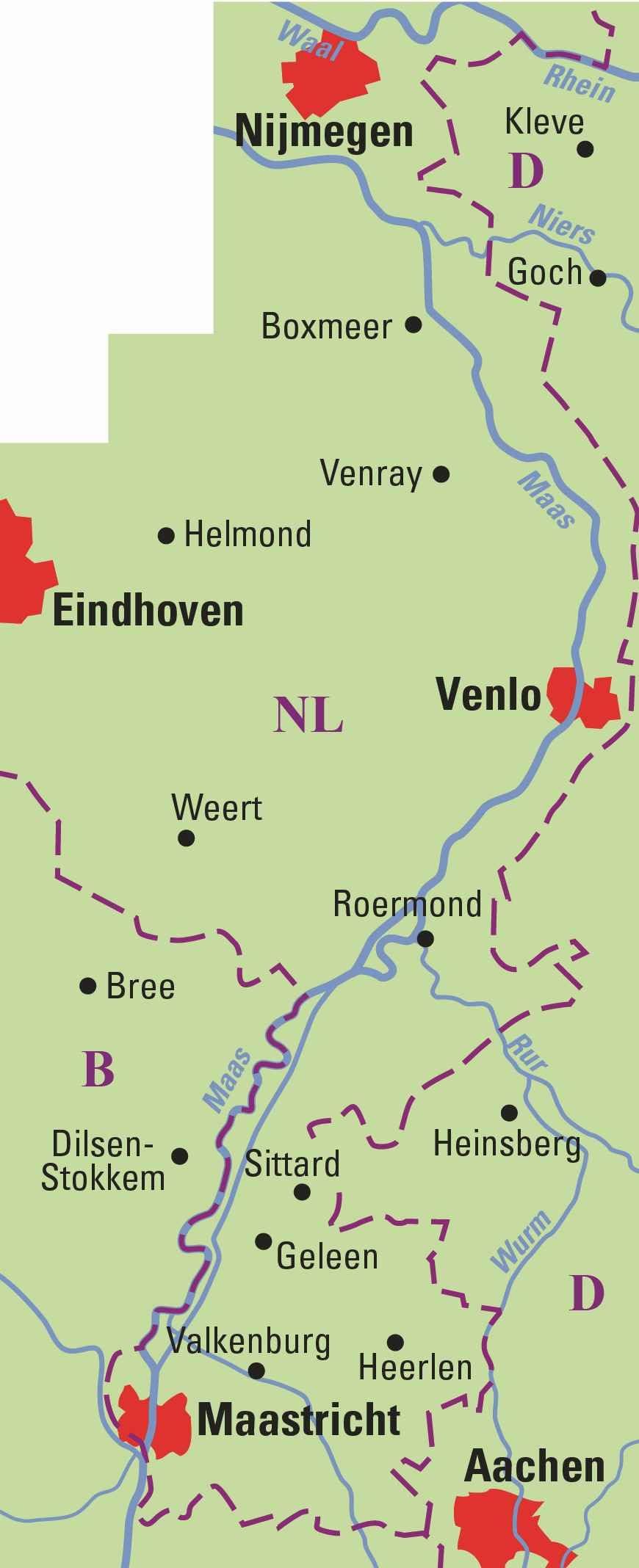 BVA ADFC Regionalkarte Limburg, mit Knotenpunkten 1:75.000: mit Tagestourenvorschlägen und allen punkten, reiß- und wetterfest, E-Bike-geeignet, ... Venlo, Eindhoven und Nijmegen.: 747