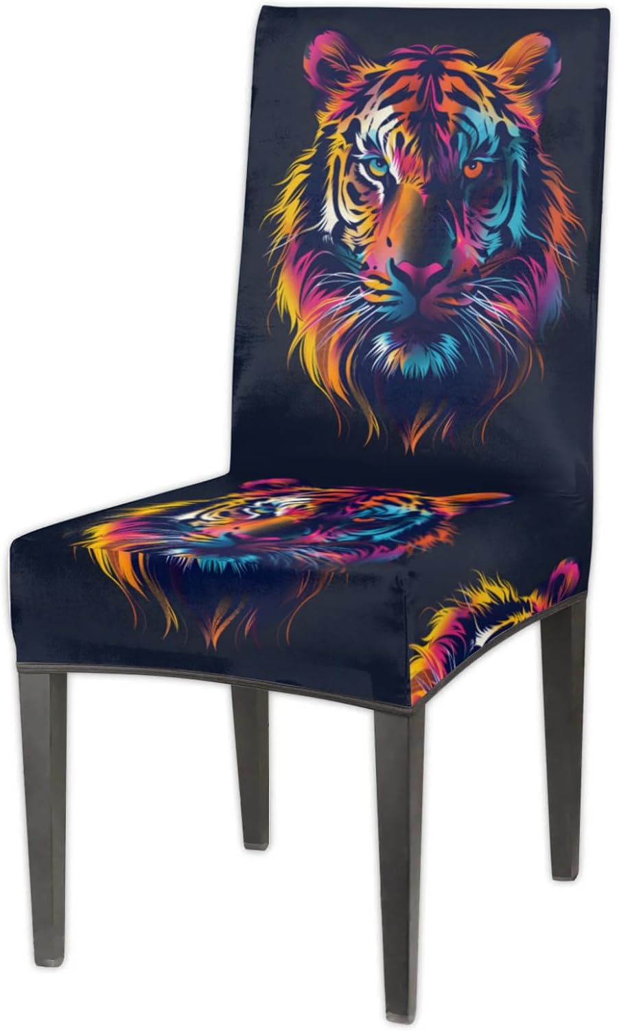 QsirBC Abstract Watercolor Tiger Stretch Dining Room Chair Covers Set of 4 Chair Slipcovers Removable Washable Kitchen Seat Covers Chair Protectors for Hotel Party Wedding