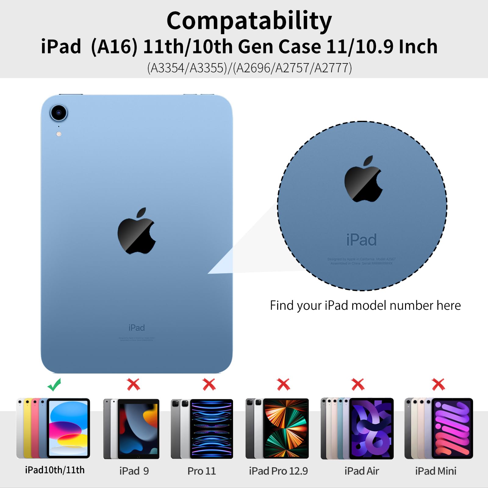 BFGTSJF Keyboard Case for iPad (A16) 11th Generation 11 Inch 2025, iPad 10th Generation 10.9 inch 2022, Stand Folio Detachable Bluetooth Keyboard Cover with Pencil Holder - Purple