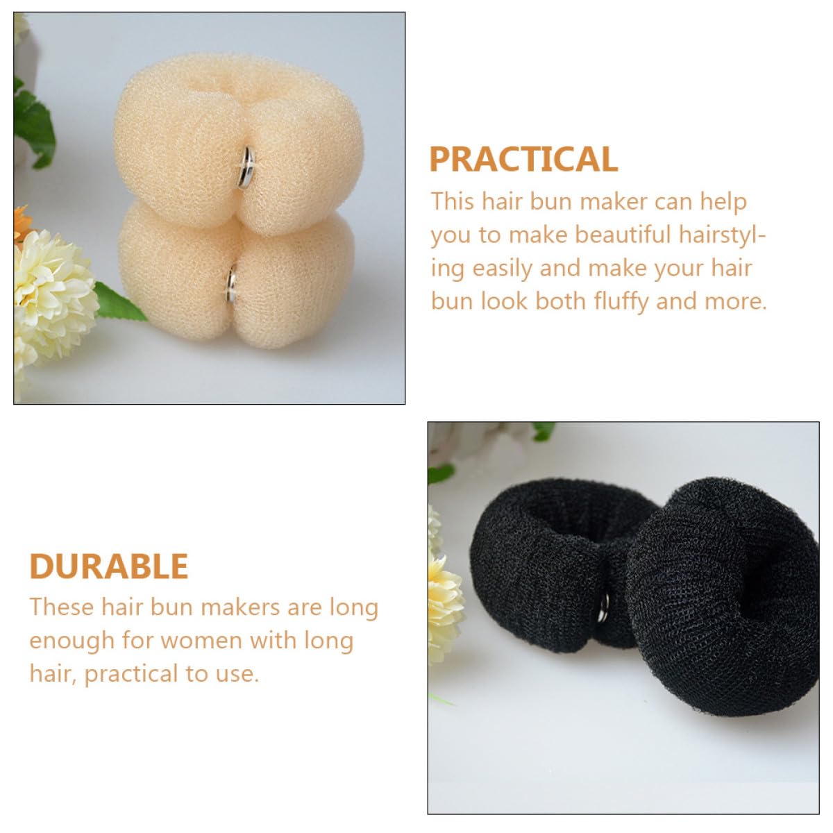 3pcs Hair Donut Bun Makers Nylon Hair Bun Shapers with Buckle for Women