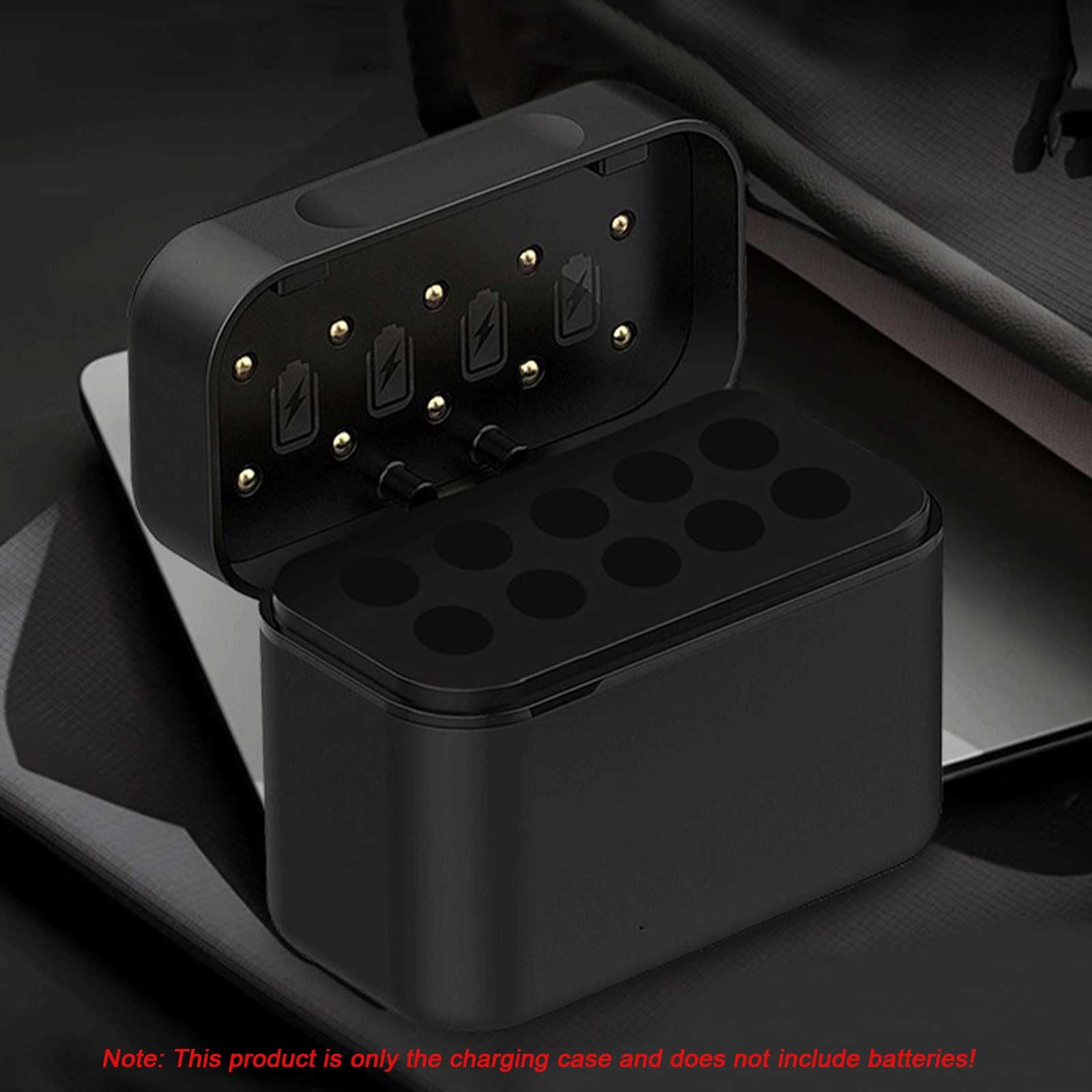 Chargeur de Batteries Rechargeable avec boîte de Rangement 10 Baies AA AAA, Rabat magnétique