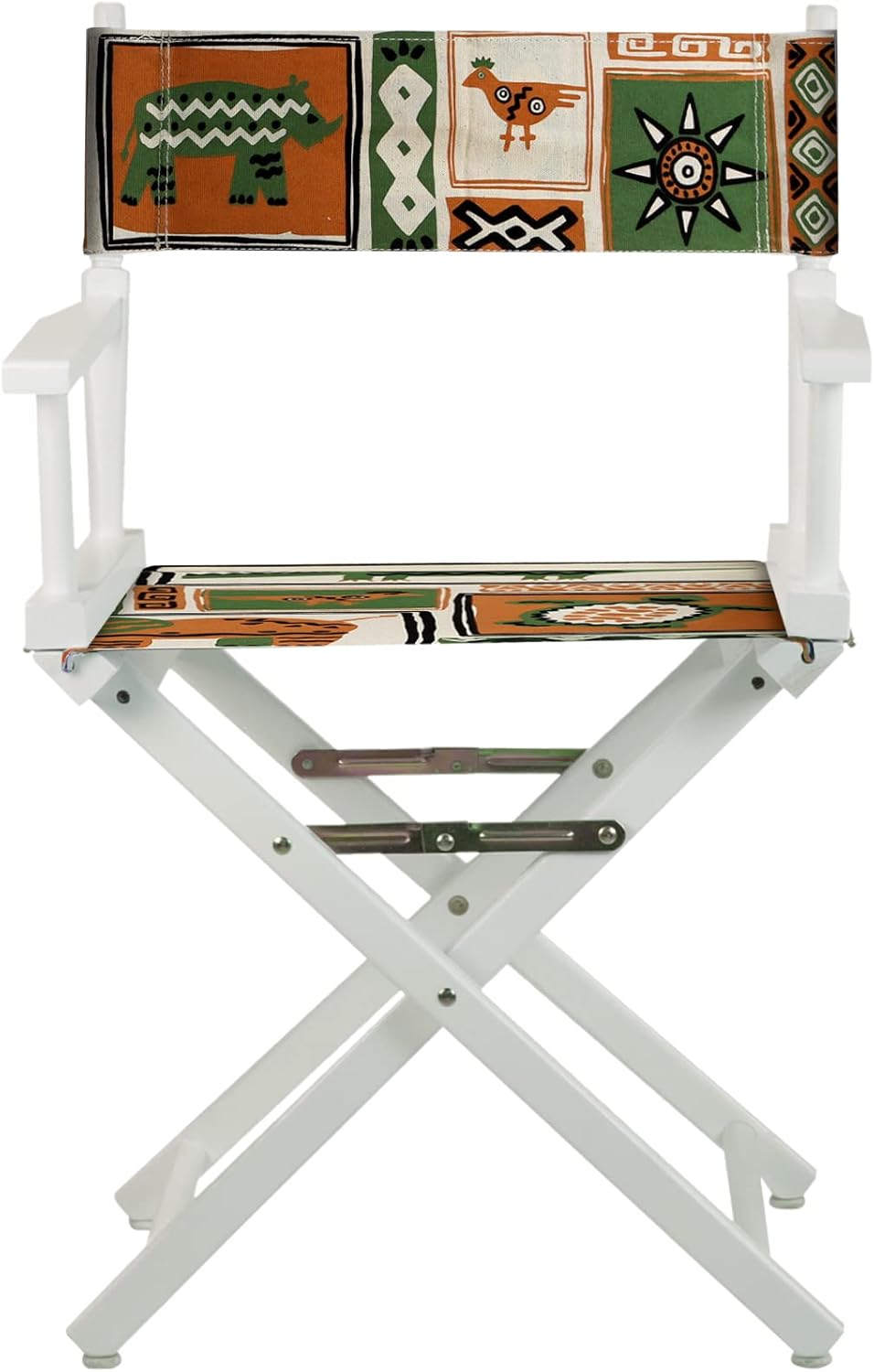 Casual Home White Frame/Congo BongoNatural Canvas 18" Classic Height Directors-Chairs, 21.75" W x 17" D x 33.75" H