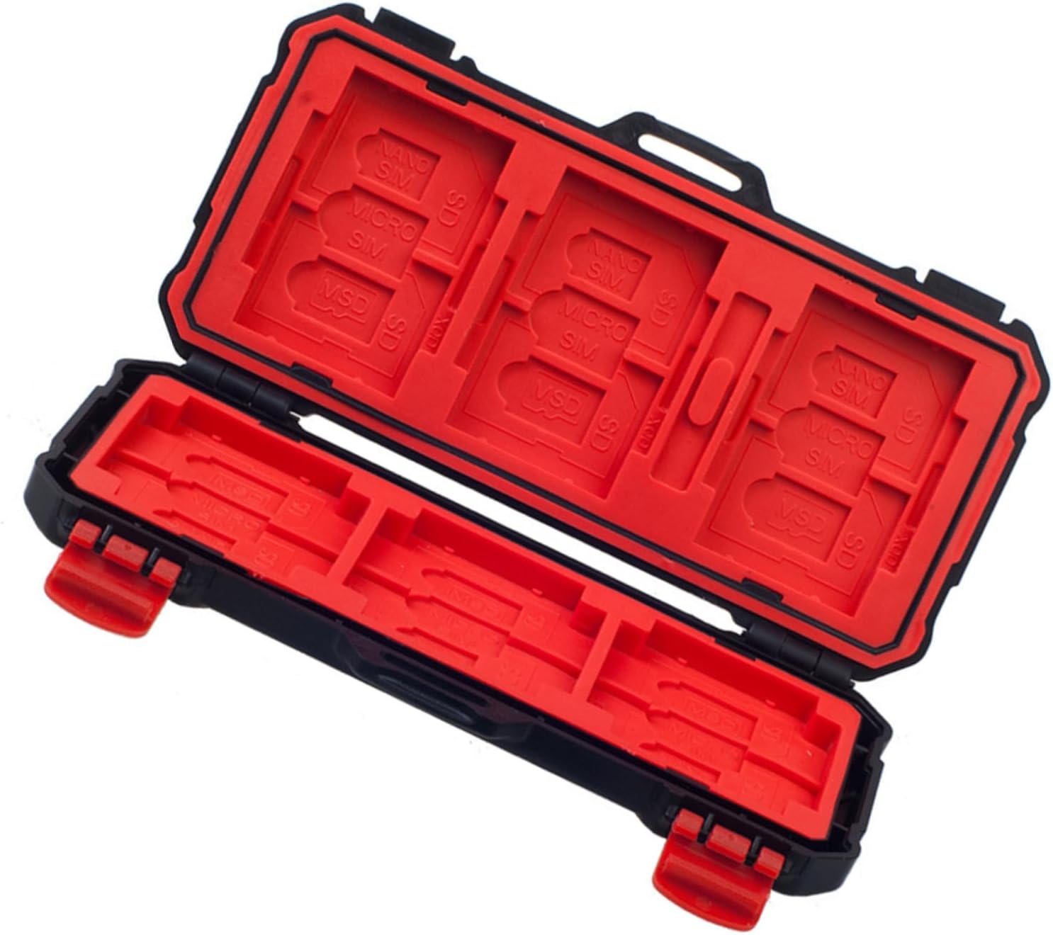 Portable Memory Card Storage Case, ABS Protective Box, Red