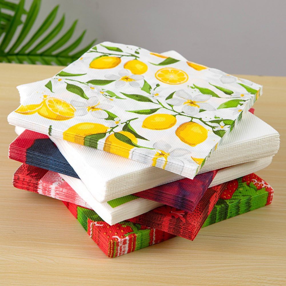 100 Papierservietten Mit Zitronen & Lavendel Design – Aquarell-Look, 33x33 Cm, Für Sommerpartys & Tischdekoration