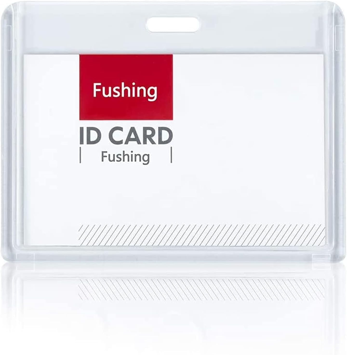 Fushing 6 Pack Heavy Duty ID Card Holders Double-Sided Clear Acrylic Crystal Badge Holder, Name Tag Holder for Employee Worker Office Meeting Company School (Horizontal)