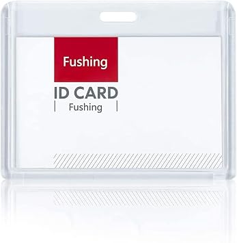 Fushing 6 Pack Heavy Duty ID Card Holders Double-Sided Clear Acrylic Crystal Badge Holder, Name Tag Holder for Employee Worker Office Meeting Company School Horizontal