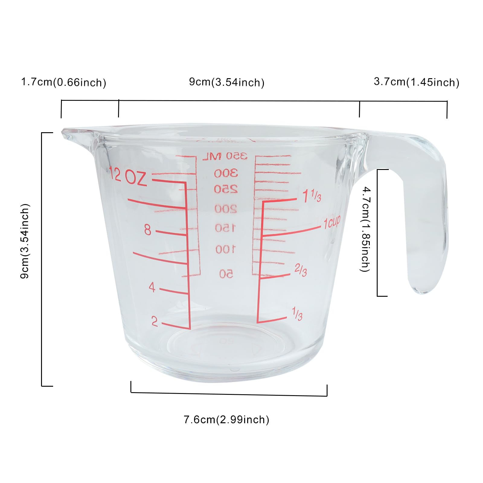 Roellgs Measuring Cups Glass 350ml , Multi-Purpose Liquid Measuring Cups, Transparent - Image 2