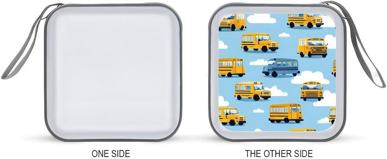 School1 Bus Pattern Modern CD Cases Bag Storage Binder 40-Capacity