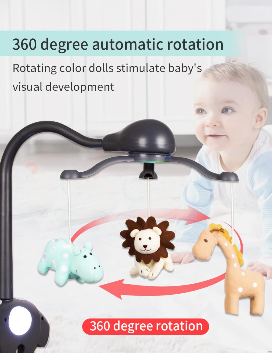 CUTIE PUMPKIN Next to Me Crib Mobile,Music Cot Mobile for Baby Boys or Girls,Bedside Crib Moble with Clamp,Music,Rotation,Natural Sounds,Timer Function,Starlight Projection - Image 3