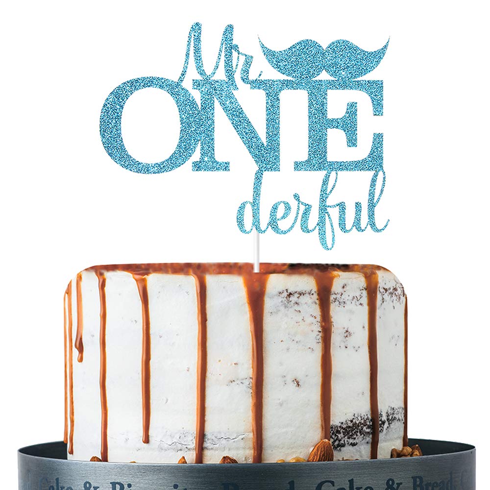 Buy Blue Glitter Mr ONEderful Cake Topper, Baby Boy's First Birthday