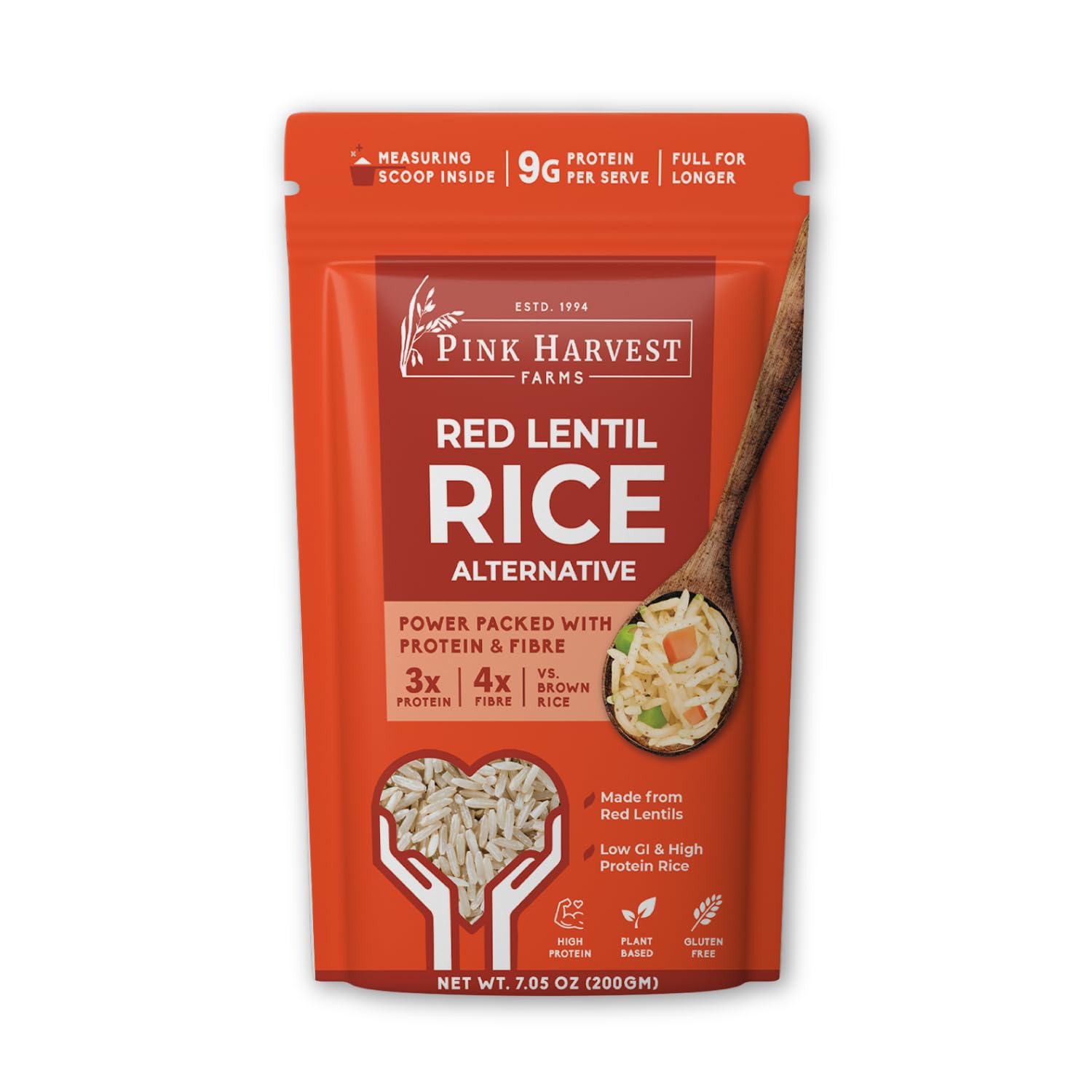 Pink Harvest Farms Red Lentil High Protein Rice | Vegan | Low GI | Diabetic Friendly | Pack of 3 (200g Each) 4
