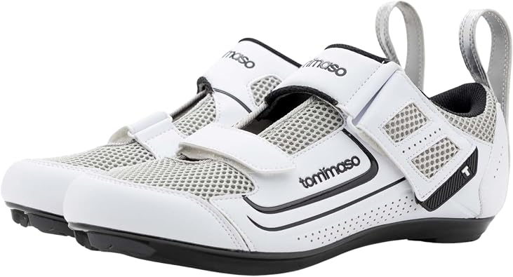 Tommaso Veloce II Cycling Shoes - Ride in Style - Peloton Shoes Triathlon Road Bike Indoor Cycling Men Women Compatible with Look Delta SPD SPD-SL Cleats White Black