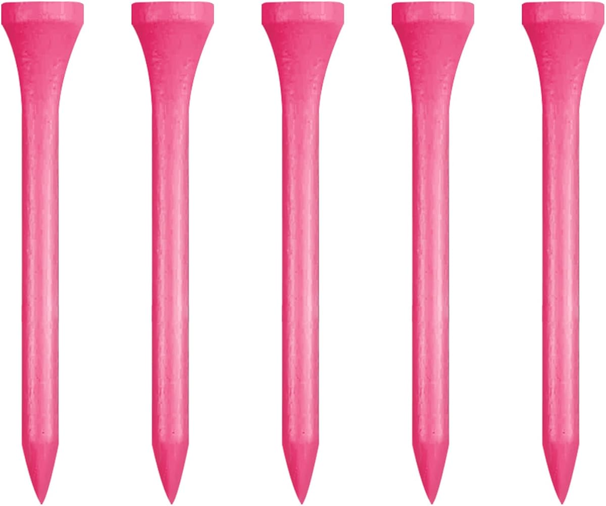 Tees de golf de madera de 3-1/4", 2-3/4", 1-1/2" disponibles, 100 unidades (color natural, blanco, negro, azul, rojo, rosa)