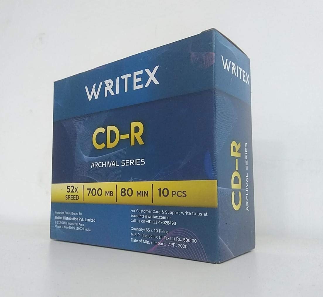 Writex CD-R, Jewel case, 52x Speed, 700mb/ 80min, Pack of 10