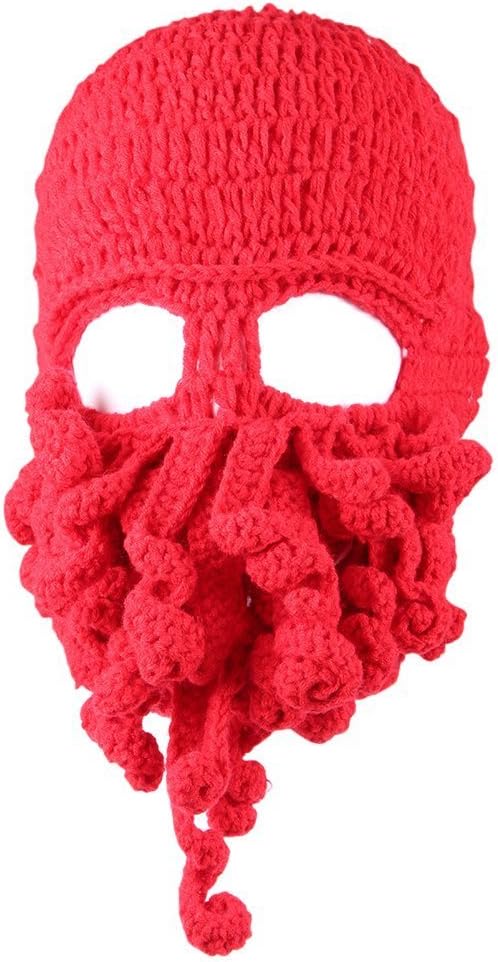 Kafeimali Men's Head Barbarian Vagabond Beanie Original Foldaway Beard Octopus Pirate Hats Bearded Caps