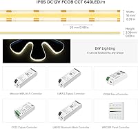 Vista 5 de BTF-LIGHTING FCOB COB LED Strip CCT IP65 Flexible High Density 16.4FT 640LED/m Tunable 3000K-6000K DC12V CRI 90+ Dimmable Light Ribbon for Bedroom