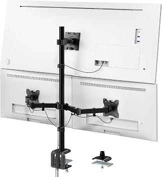 WORLDLIFT PC Monitor Arm, 3 Screens, Supports 17 to 49 inches, Left and Right 17 to 32 inches, LCD Display Arm, Long Pole, 32.0 inches 81.4 cm, Load Capacity 44.1 lbs 20 kg, VESA Standard