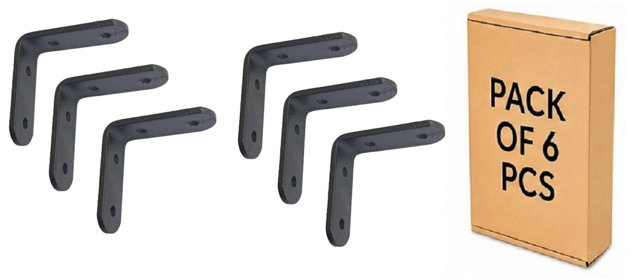 Q1 Beads 6 Pack Metal 2 x 2 inches Heavy Duty (3 mm) L Brackets Clamp - Right Angle Brace for Wood Furniture & Metal, Includes 24 Screws (2 x 2 Inches, Black Powder Coated)-image-12