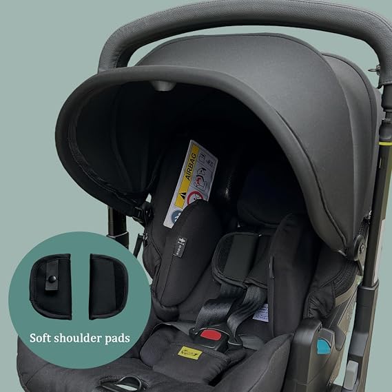 Stroller Replacement Canopy for Doona X/Doona+ / Doona i Car Seat Stroller, 4-Segment Extendable Sunshade, Machine Washable Stroller Accessories with Shoulder Pads (Black, for Doona X)