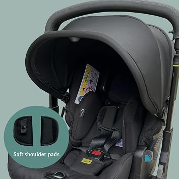 Stroller Replacement Canopy for Doona X/Doona+ / Doona i Car Seat Stroller, 4-Segment Extendable Sunshade, Machine Washable Stroller Accessories with Shoulder Pads (Black, for Doona X)