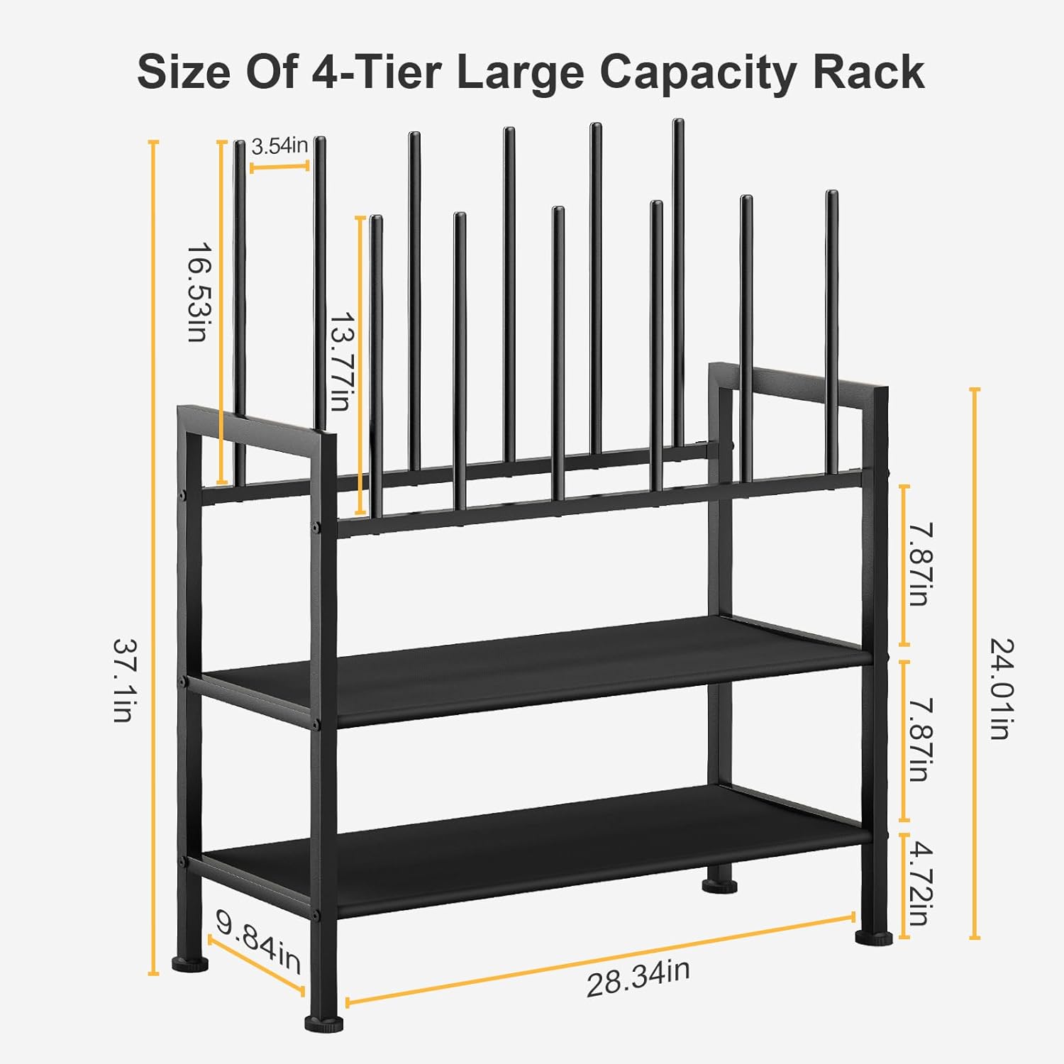 DIMJ Free Standing Shoe Racks - 4-Tier Boot Rack, Black Metal Boot Storage Organizer Tall Boots, Tall Boot Organizer for Closet, Multiuse Shoe Rack for Boots, Sneakers,Fit for 6 Pairs Boots, Black