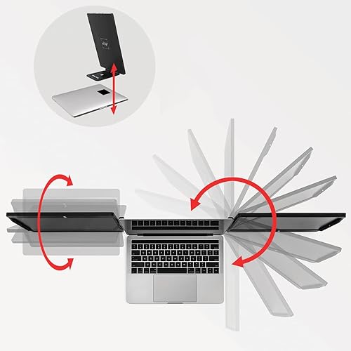 Miniatura 8 de SideTrak Monitor portátil giratorio de 12.5 pulgadas para laptop, bisagra giratoria patentada, configuración de computadora portátil de triple