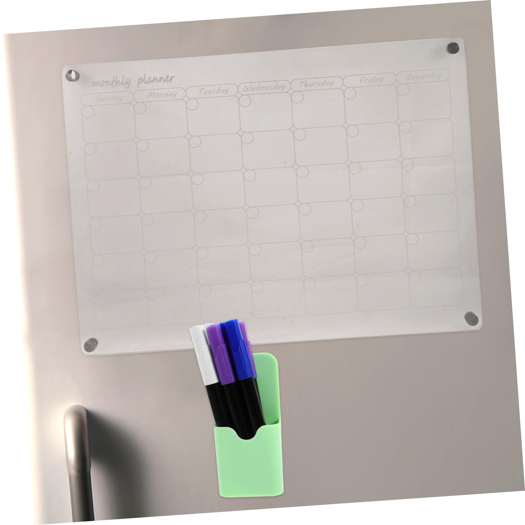 Angoily Calendario de Borrado Seco Mensual y Semanal para Nevera Pizarra Planificadora de Comidas Transparente Planificador Semanal Magnético para Cocina Menú de Cena para Refrigerador