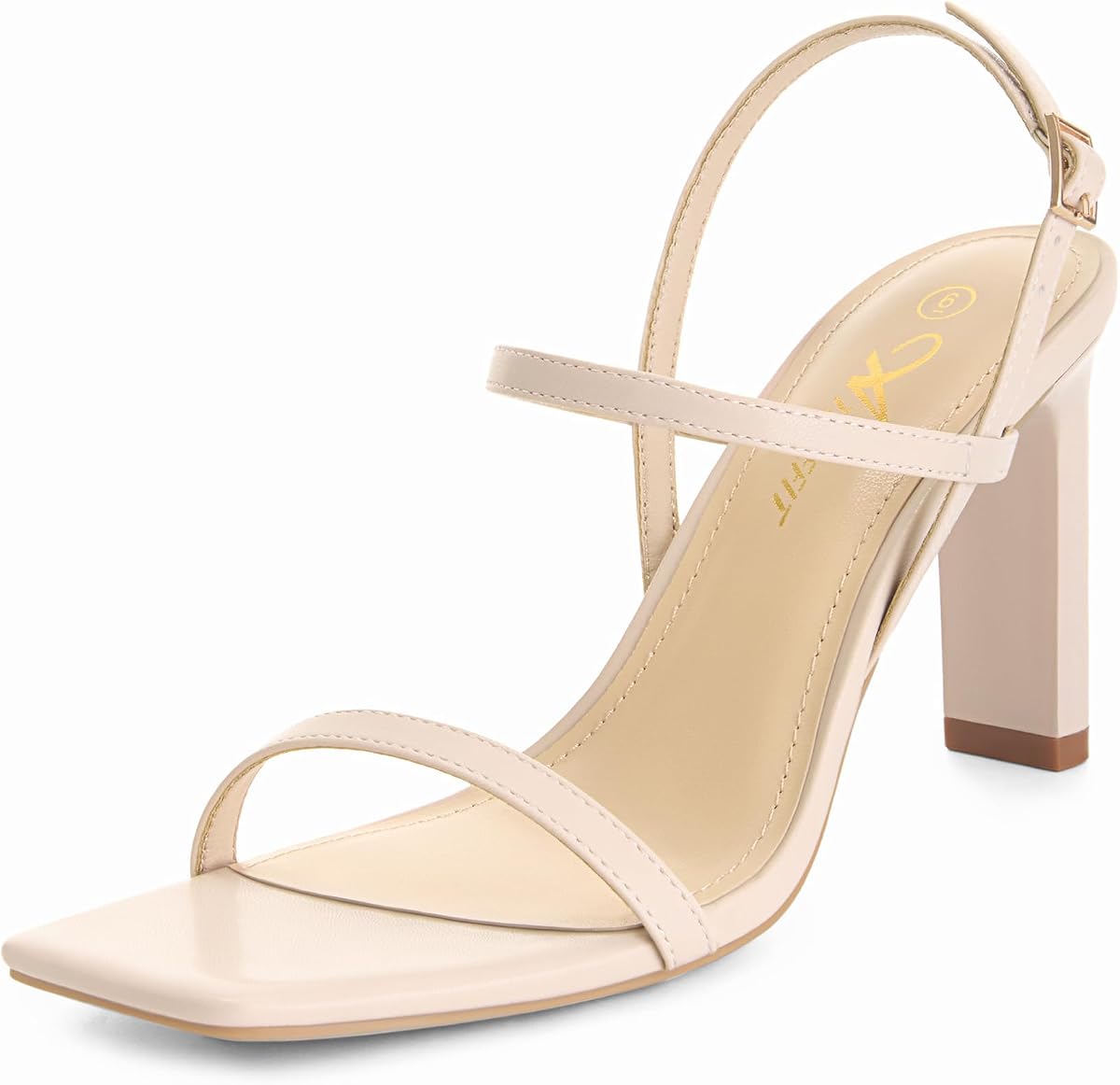 Athlefit Women's Strappy High Block Heels Square Toe Wedding Heeled Sandals