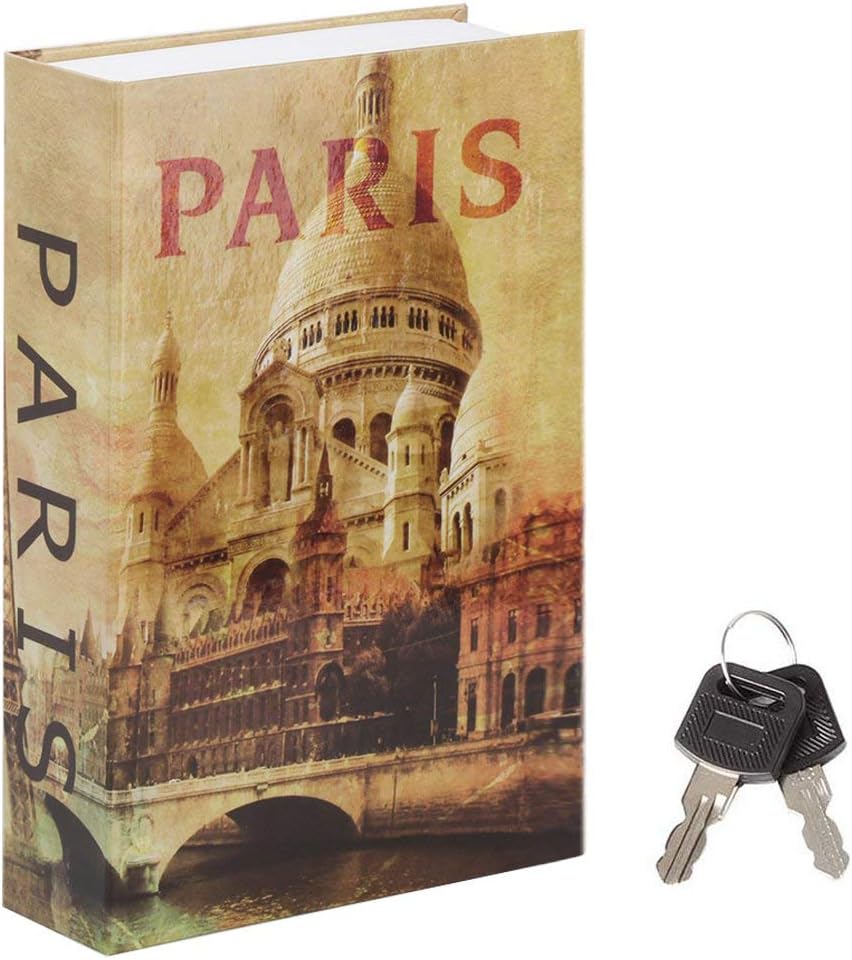 Diversion Book Safe with Key Lock, Parrency Hidden Safe Box of Classical Design, Medium, Paris, 9 1/2" x 6" x 1 1/3", SBH-M013