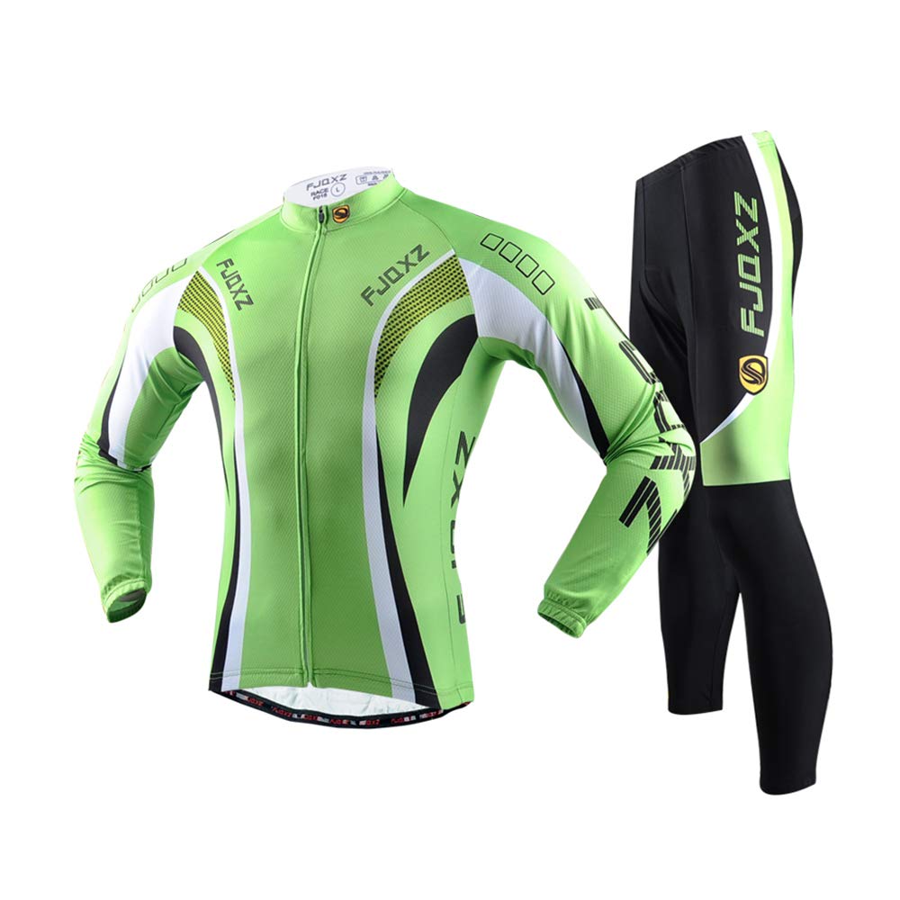Men's Cycling Jersey Suit and 3D Padded Pants Warm Breathable Quick Dry Long Sleeve Set Gear Outfit F015C
